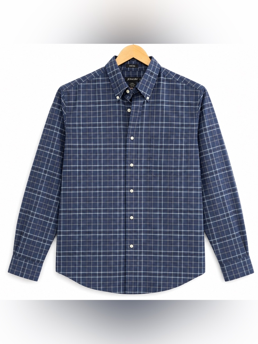 St. John's Bay Blue Plaid Button-Down Dress Shirt